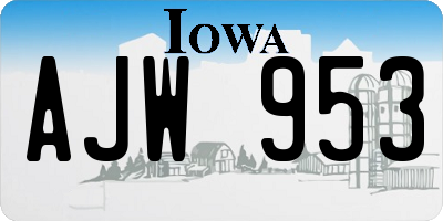 IA license plate AJW953