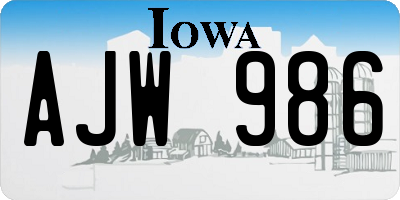 IA license plate AJW986