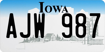 IA license plate AJW987