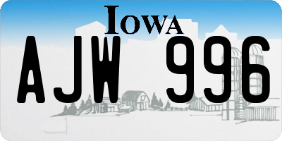 IA license plate AJW996