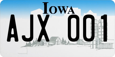 IA license plate AJX001