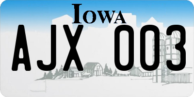 IA license plate AJX003