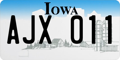 IA license plate AJX011