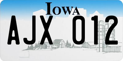 IA license plate AJX012