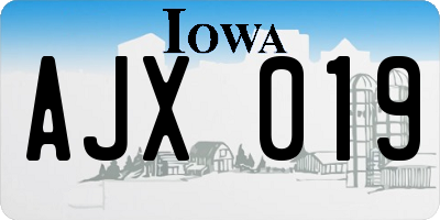 IA license plate AJX019