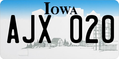 IA license plate AJX020