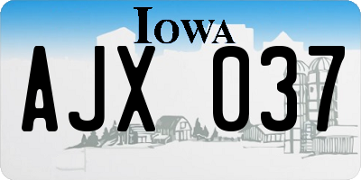 IA license plate AJX037