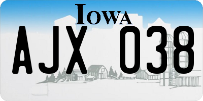 IA license plate AJX038