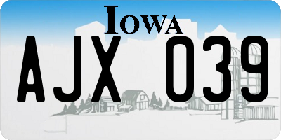 IA license plate AJX039