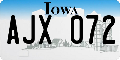 IA license plate AJX072