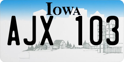 IA license plate AJX103