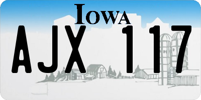 IA license plate AJX117