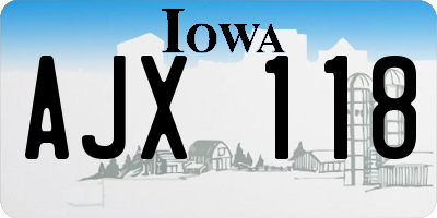 IA license plate AJX118