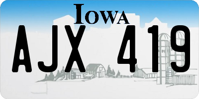 IA license plate AJX419