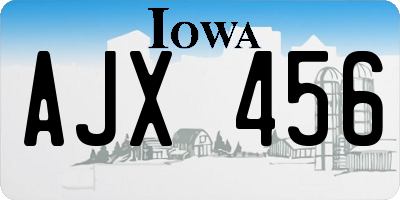 IA license plate AJX456