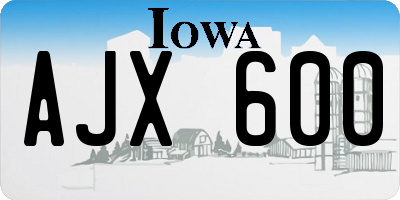 IA license plate AJX600