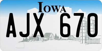 IA license plate AJX670