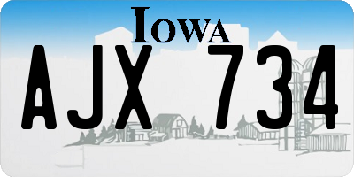 IA license plate AJX734
