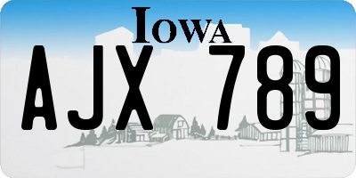 IA license plate AJX789