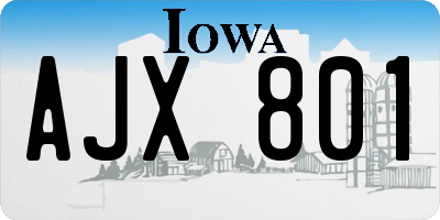 IA license plate AJX801