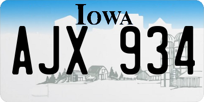 IA license plate AJX934