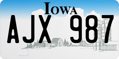 IA license plate AJX987