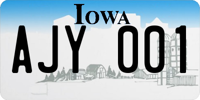 IA license plate AJY001