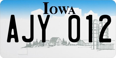 IA license plate AJY012