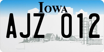 IA license plate AJZ012