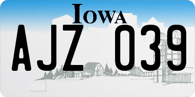 IA license plate AJZ039
