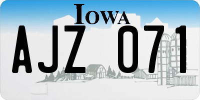 IA license plate AJZ071