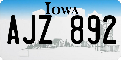 IA license plate AJZ892