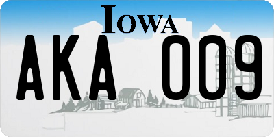 IA license plate AKA009