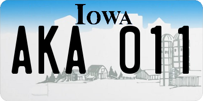 IA license plate AKA011