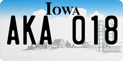 IA license plate AKA018