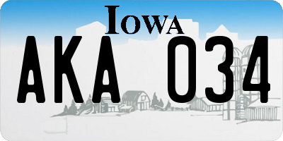 IA license plate AKA034