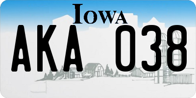 IA license plate AKA038