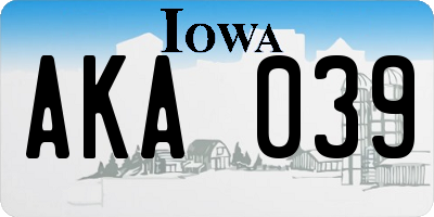 IA license plate AKA039