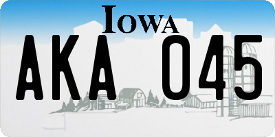 IA license plate AKA045