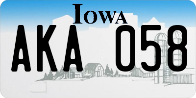 IA license plate AKA058