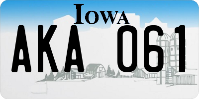 IA license plate AKA061