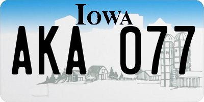 IA license plate AKA077