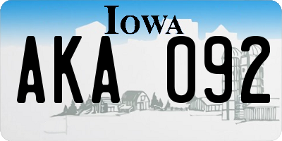 IA license plate AKA092