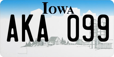 IA license plate AKA099