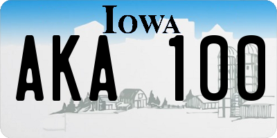 IA license plate AKA100
