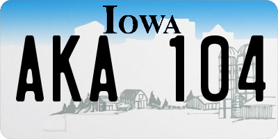IA license plate AKA104