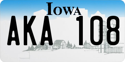IA license plate AKA108