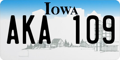 IA license plate AKA109