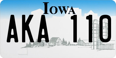IA license plate AKA110