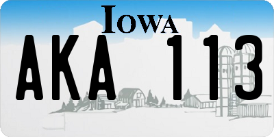 IA license plate AKA113